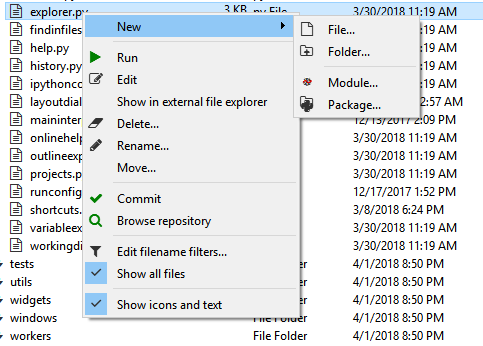File Explorer context menu, with common file manipulation tasks