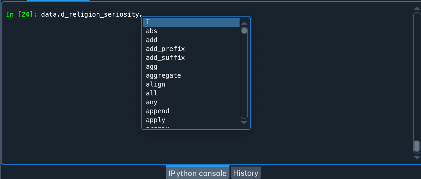 IPython Console auto-completion