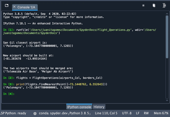 Spyder IPython Console showing renaming console