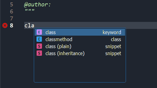 Spyder's Editor pane, showing a code completion example