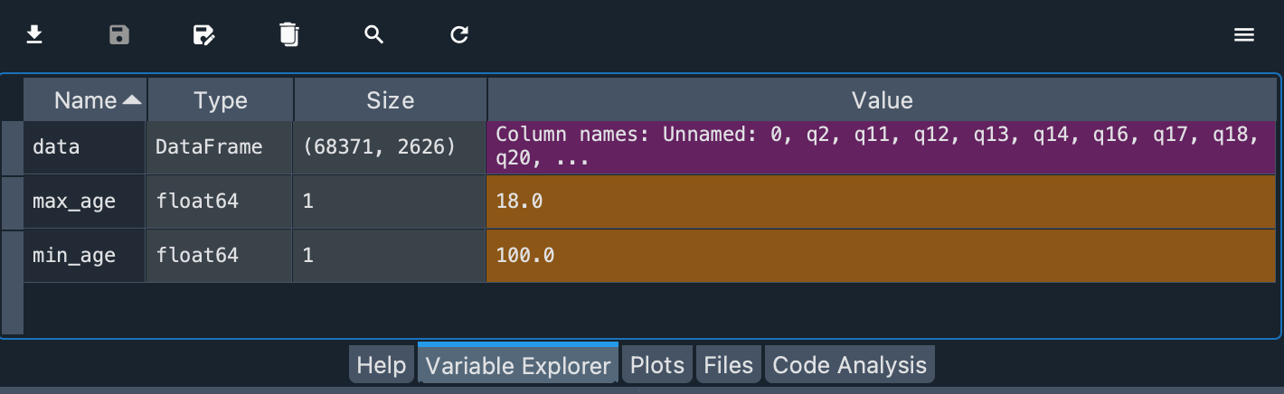 More variables in Variable Explorer
