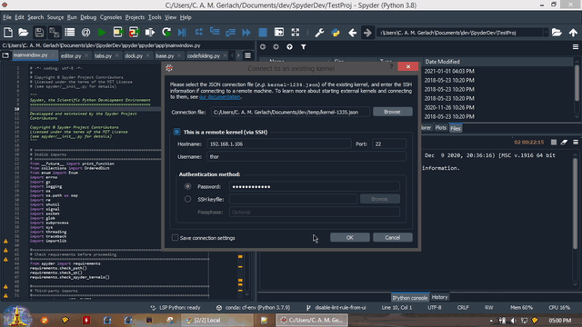 Connecting to the remote kernel and running basic commands