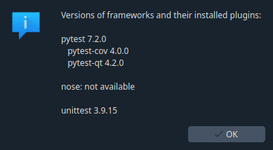 The Unittest dependencies window