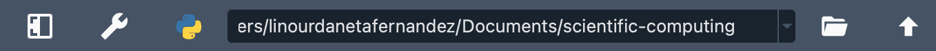 Spyder's Working Directory plugin showing the working directory of spyder-scientific