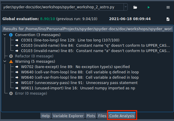 Code Analysis pane Example for astrological sign and cognitive ability