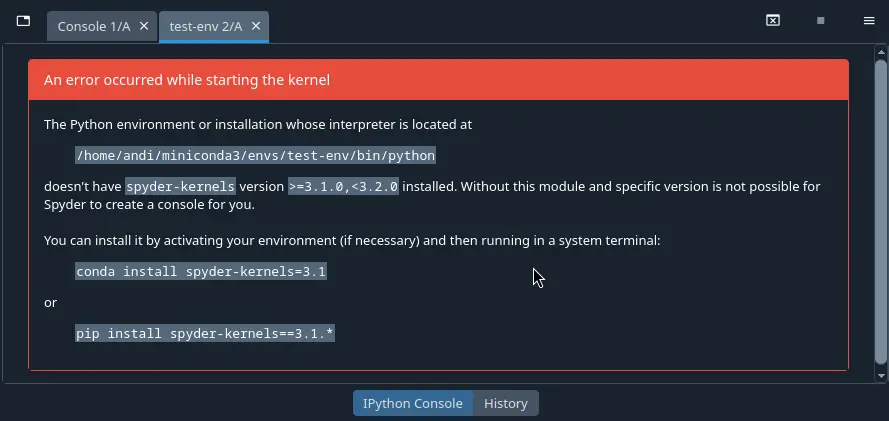 Kernel version error dialog