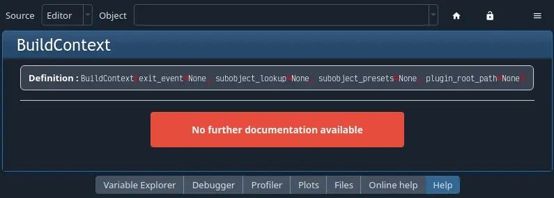 Docstring not found in help pane