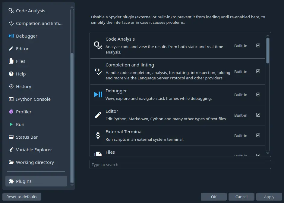 Dependencies dialog showing Unittest plugin