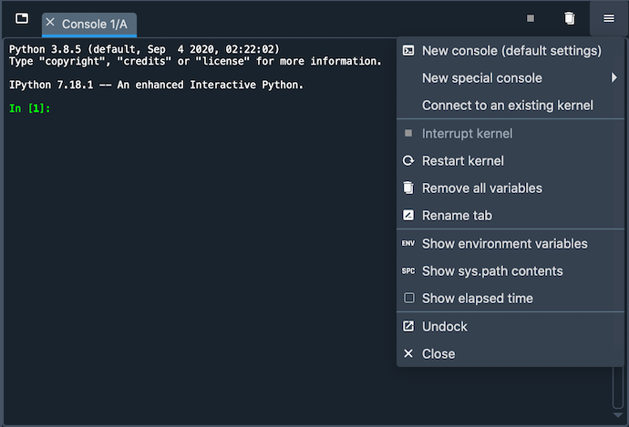 Spyder no python console