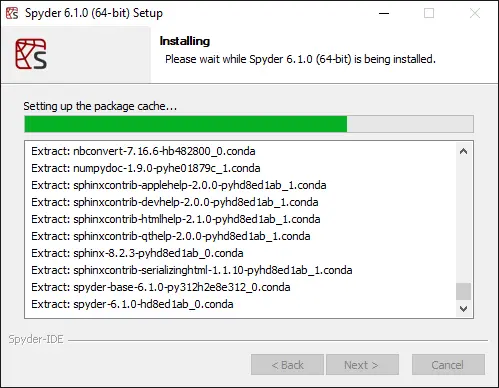Spyder standalone installer running on Windows