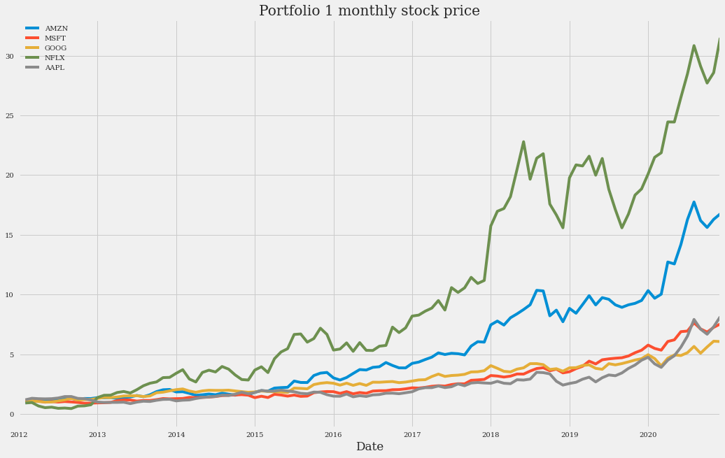 Portfolio 1 monthly stock price