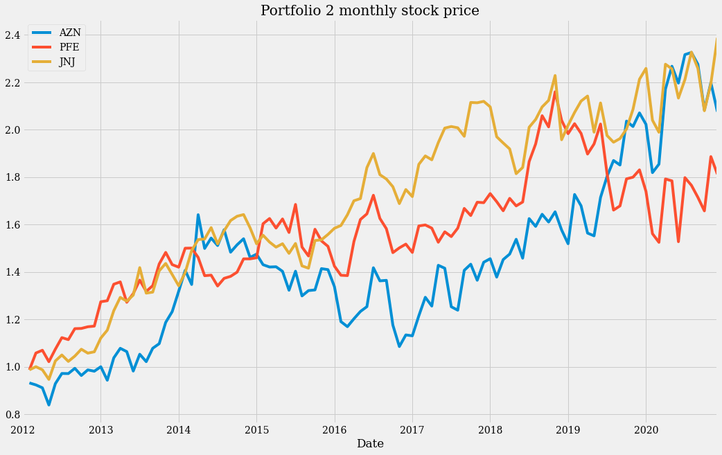 Portfolio 2 monthly stock price